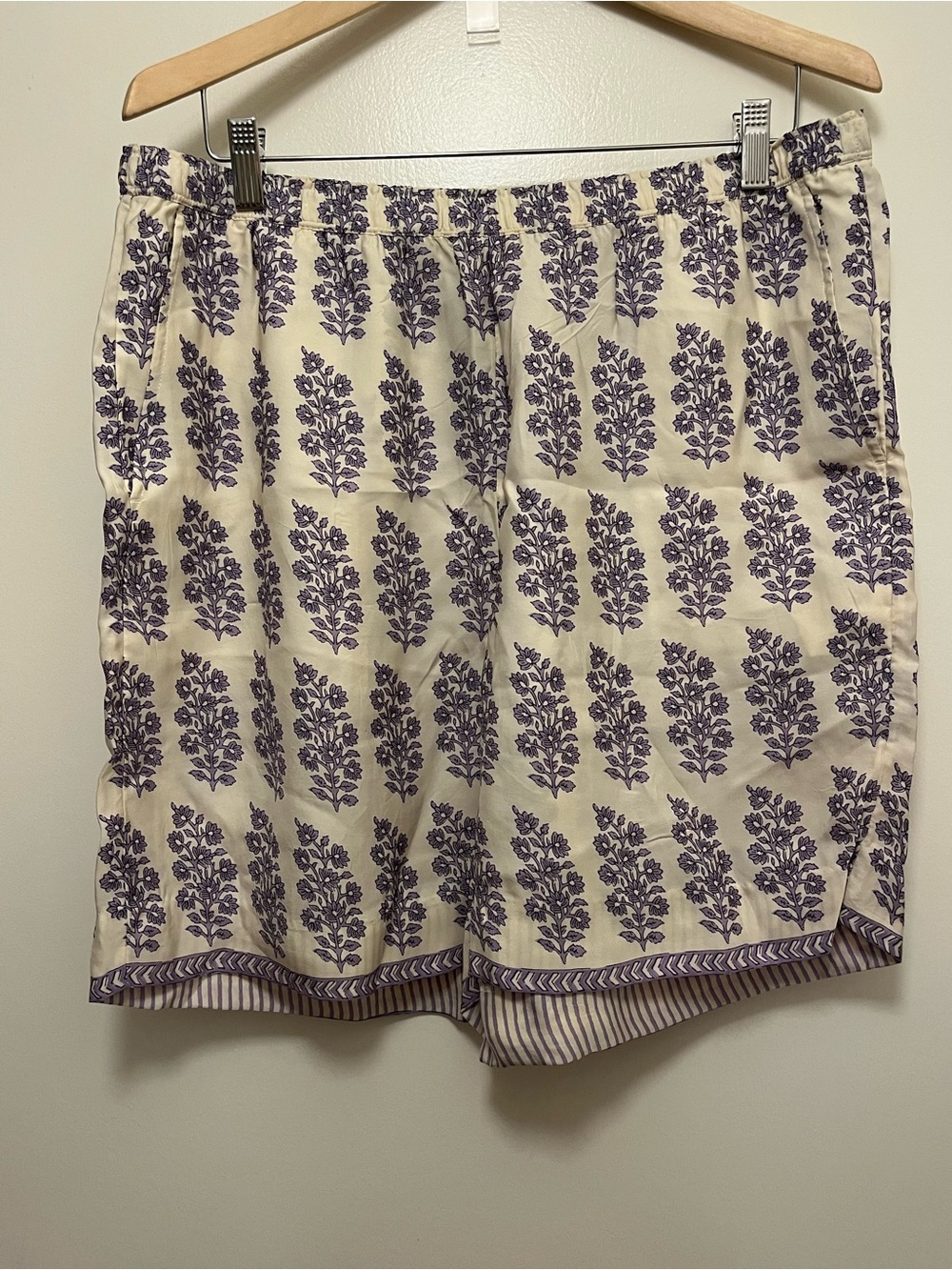Cream and Purple Floral Shorts
